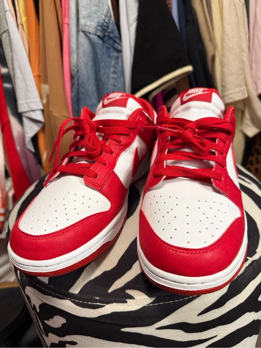 Nike Red and White Low-Top Sneakers